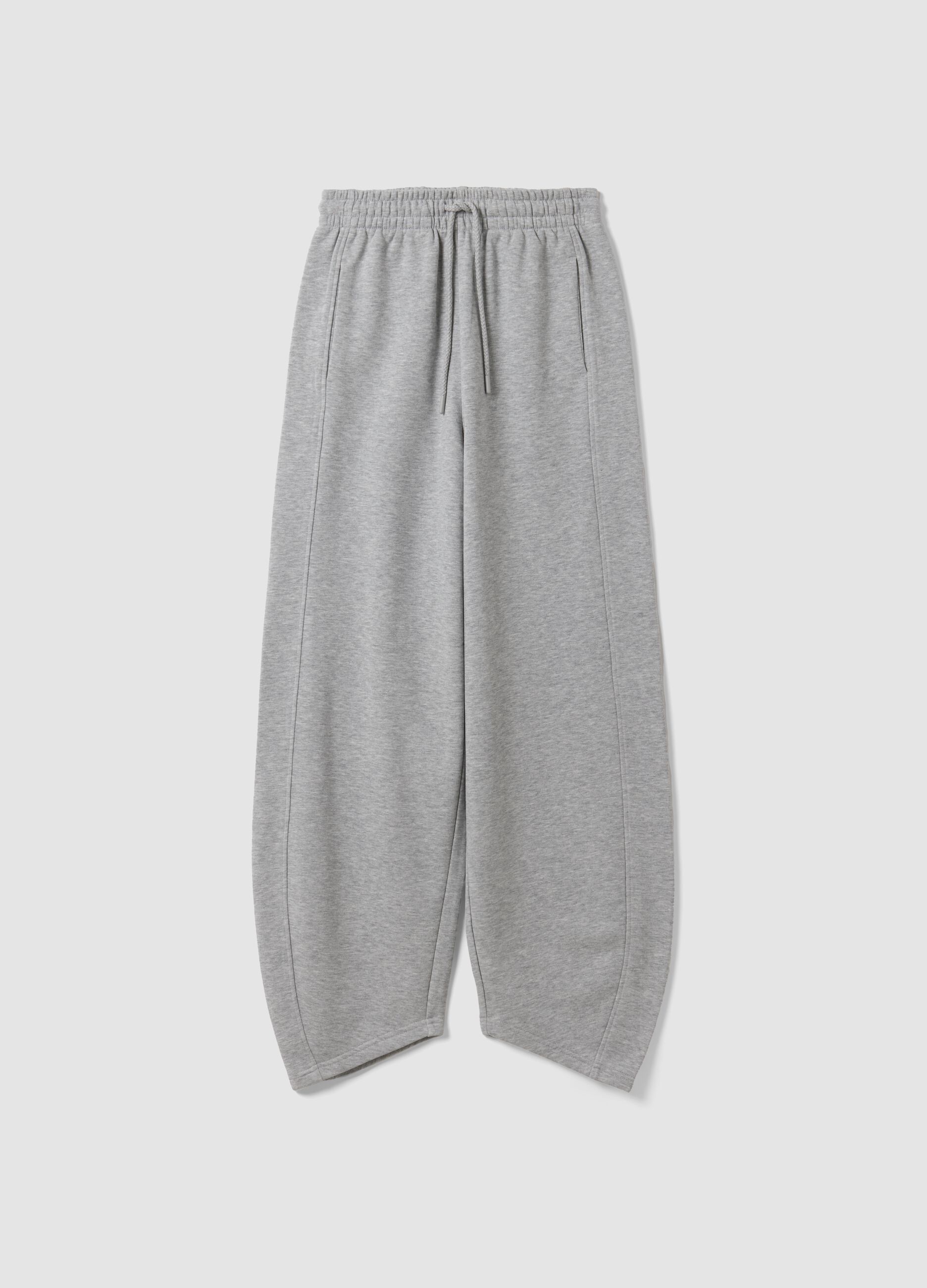 Jogger grigi in misto cotone barrel fit