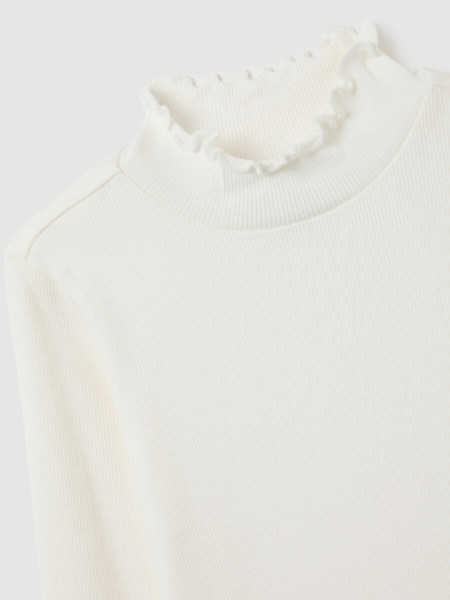 Girls' White Stretch Cotton Blend Regular Fit Top_2