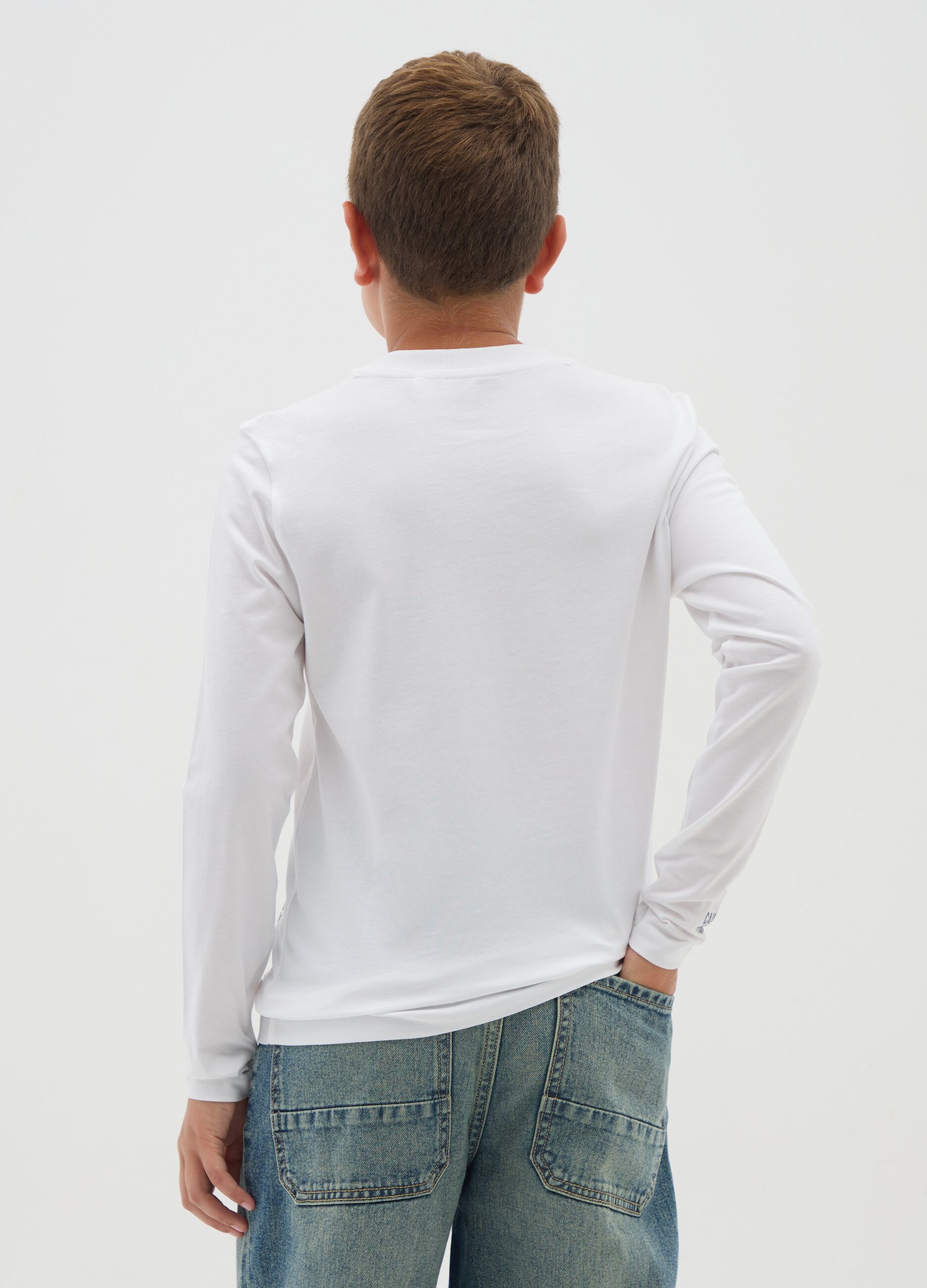 Boy's White Pure Cotton T-Shirt Regular Fit