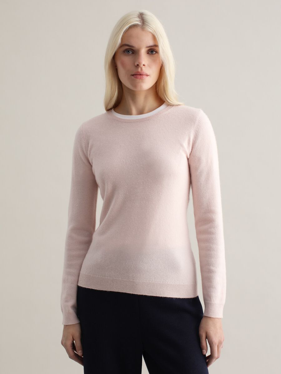 Cashmere pullover with round neck with fold_0