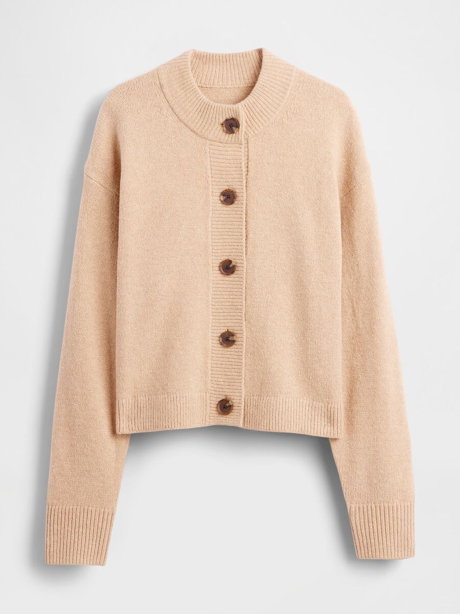 Beige knitted cardigan for women_3
