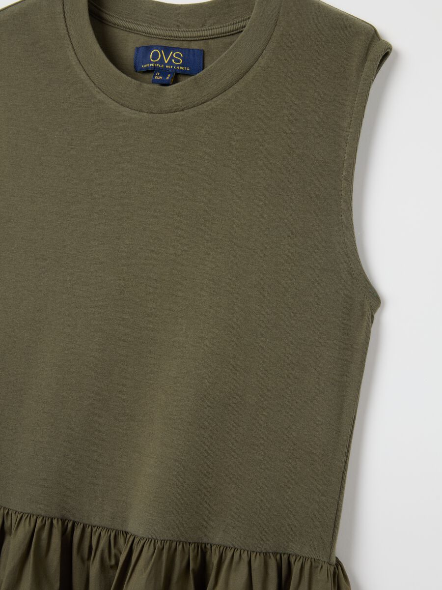 Abito midi in cotone elasticizzato verde_5