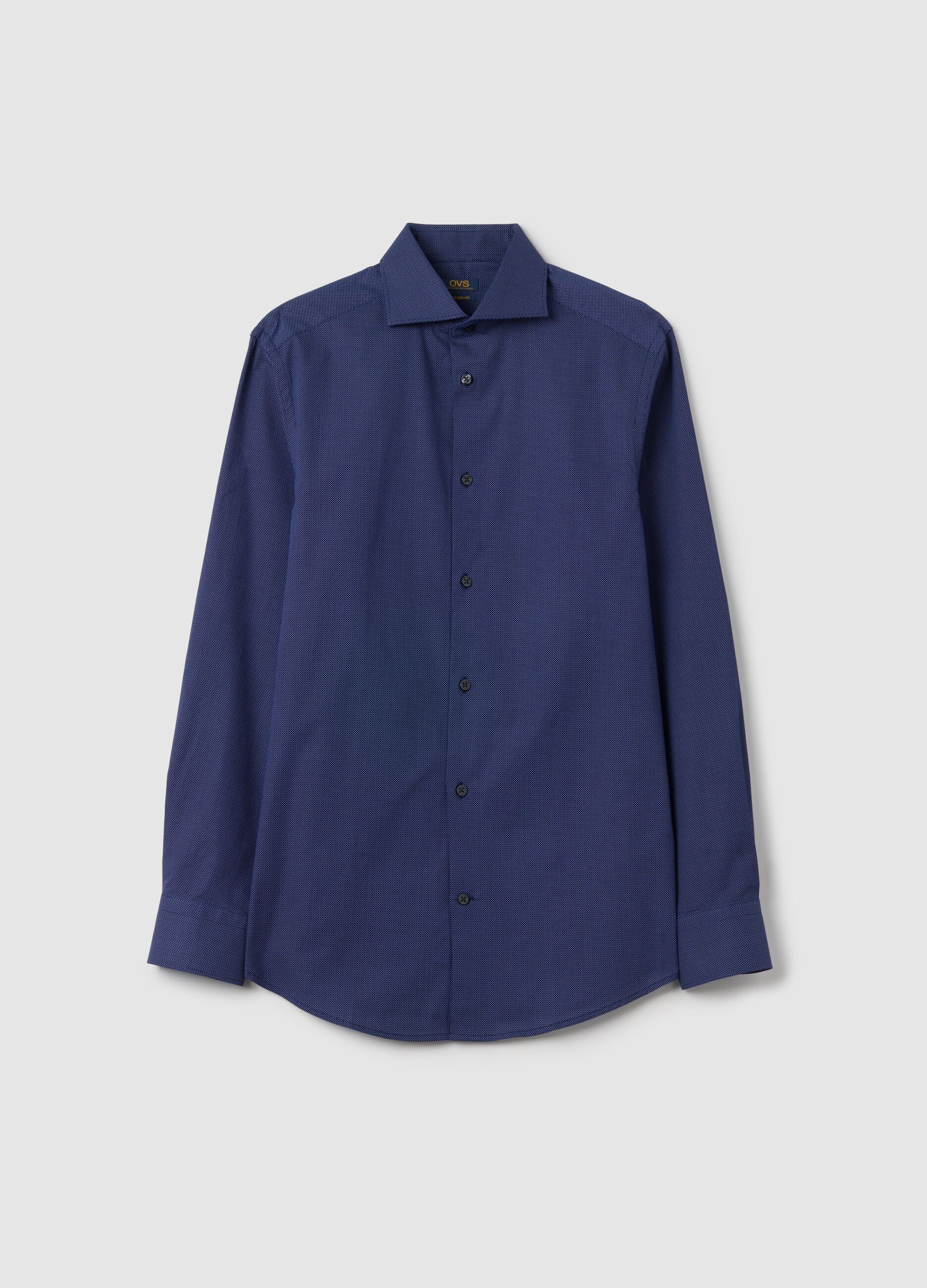 Blue Cotton Regular Fit Shirt