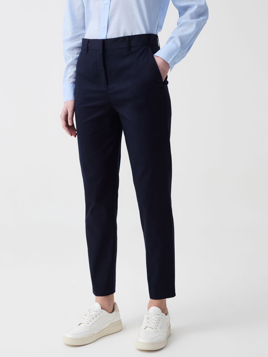 Cigarette trousers in stretch cotton_1