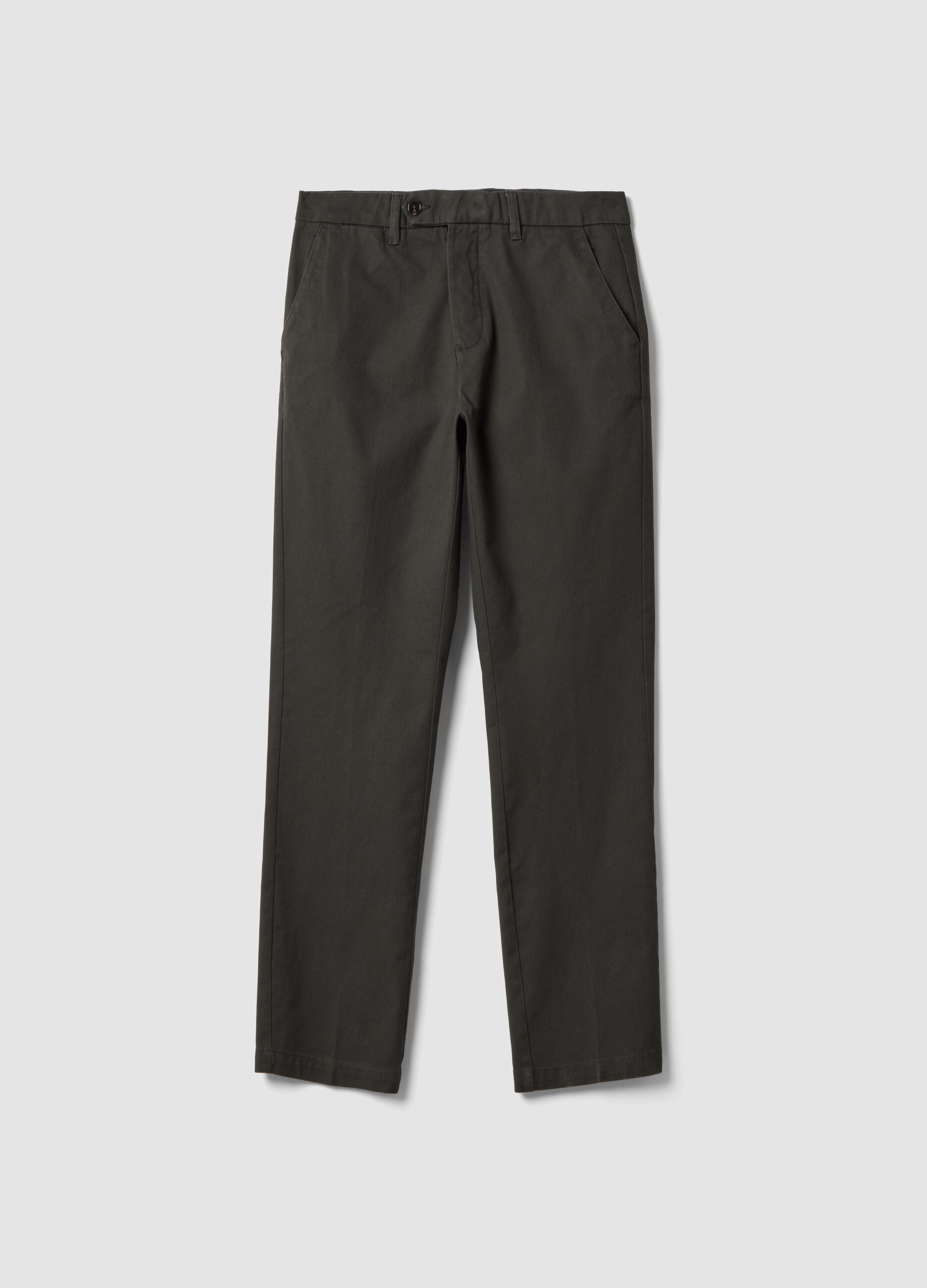 Pantaloni chino verdi in puro cotone regular fit