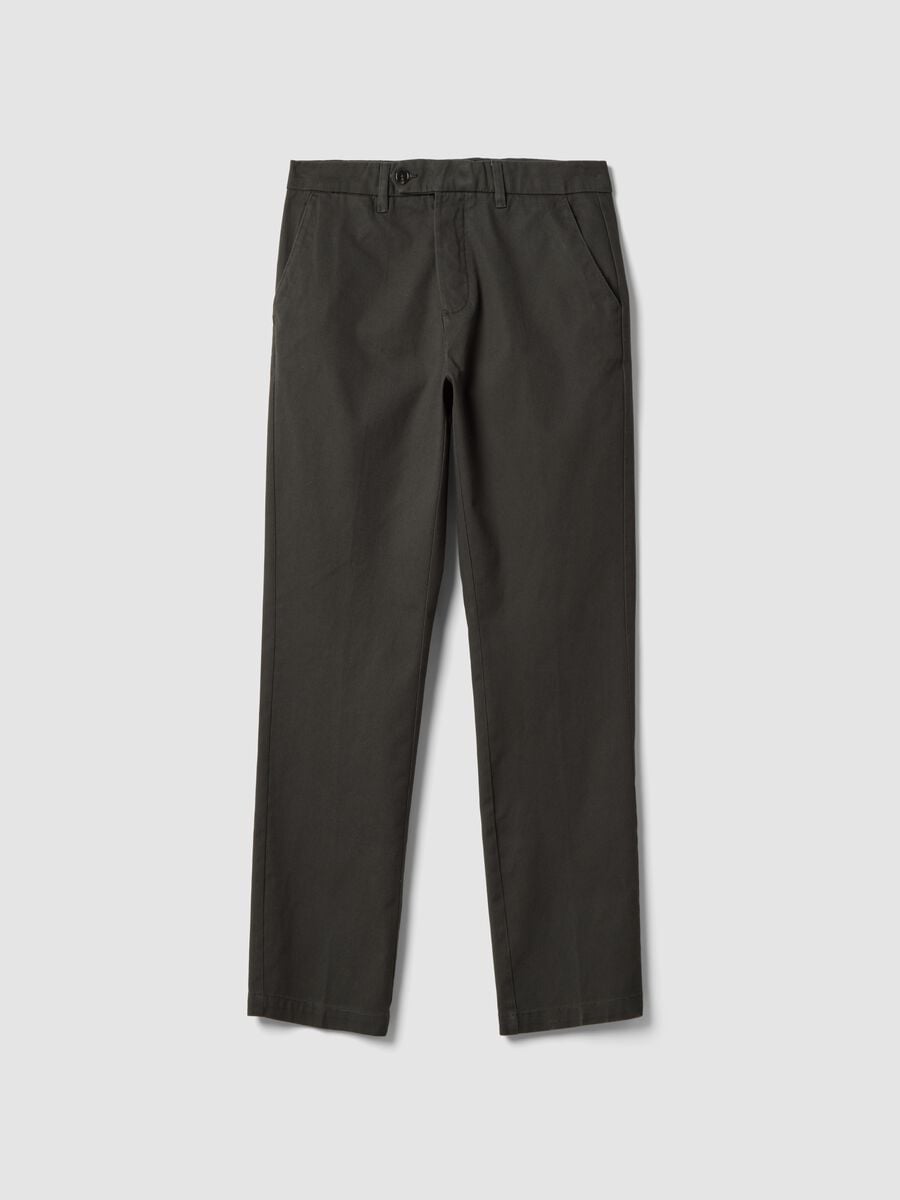 Pantaloni chino verdi in puro cotone regular fit_5