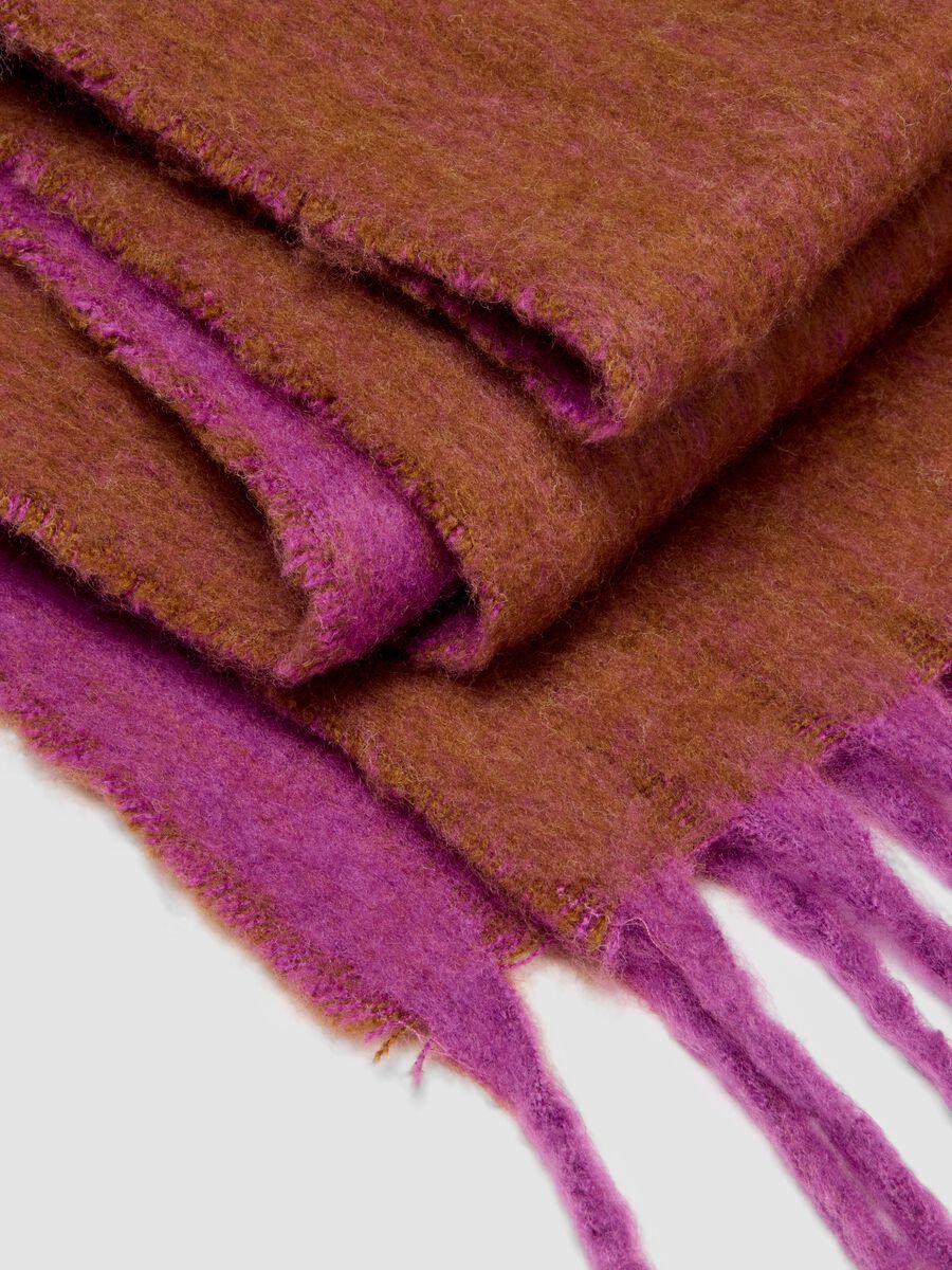 Purple wool-blend scarf with fringes_3