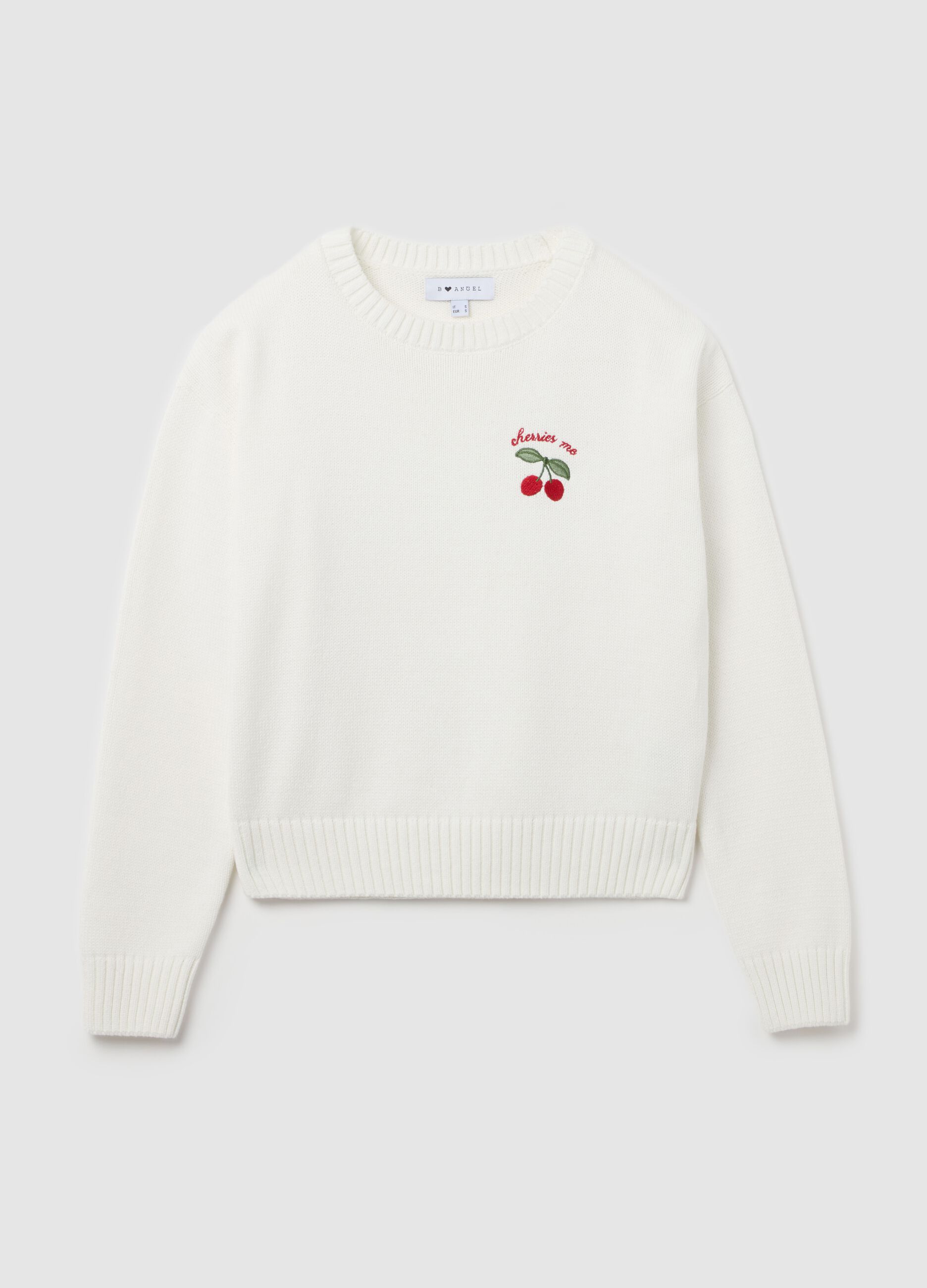 Pullover with cherries embroidery