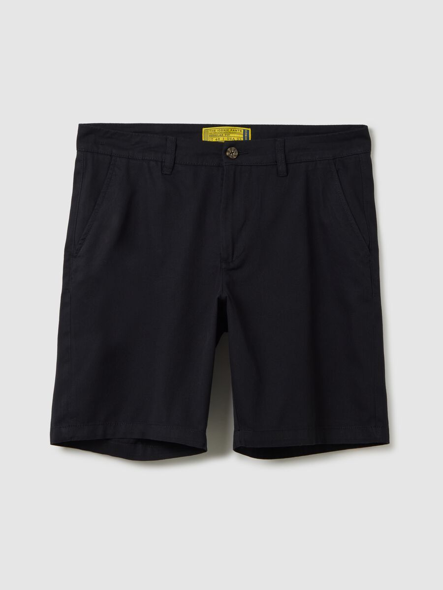 Black pure cotton chino Bermuda shorts_4