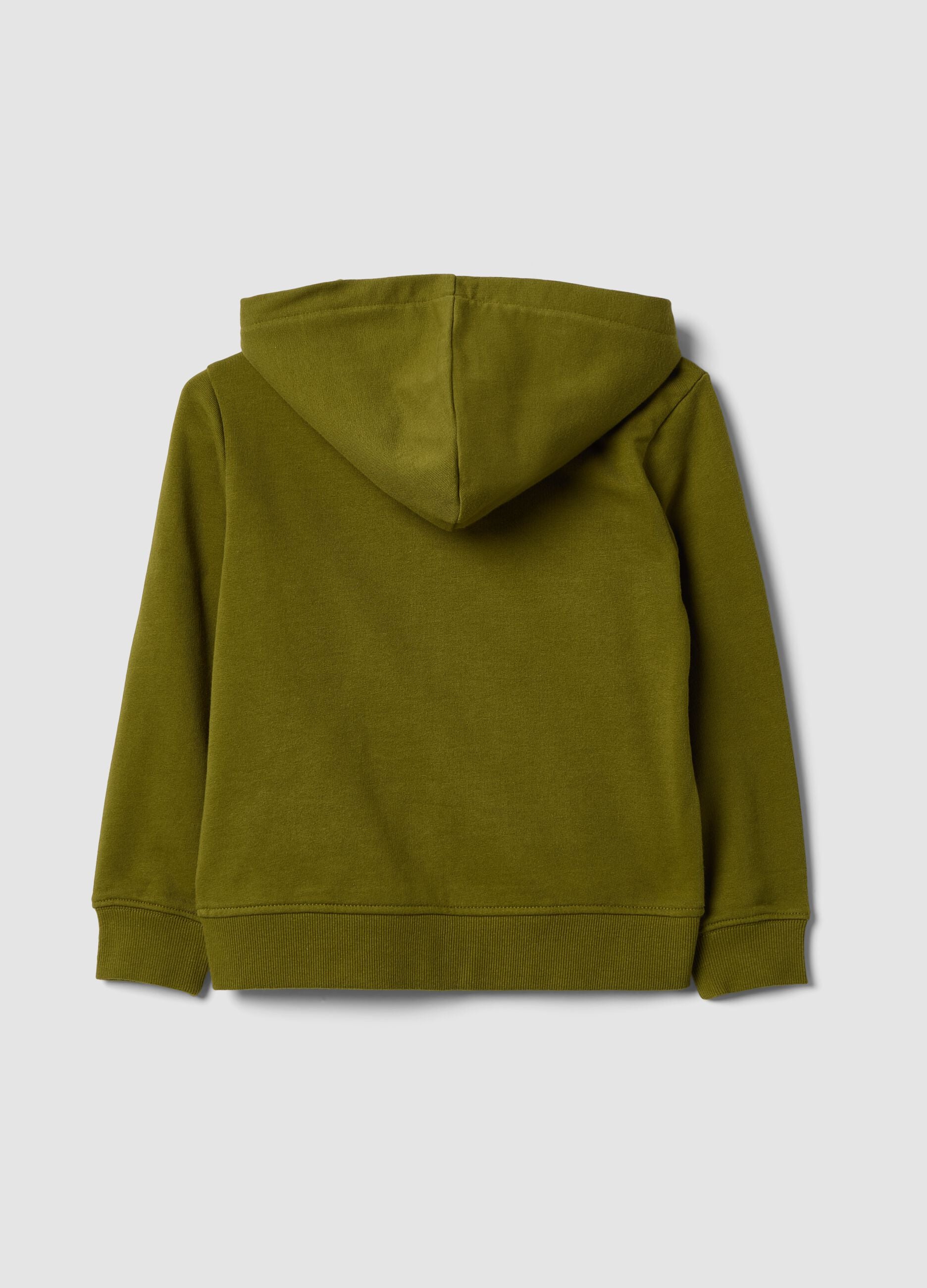 Green organic cotton hooded sweatshirt for boys, regular fit