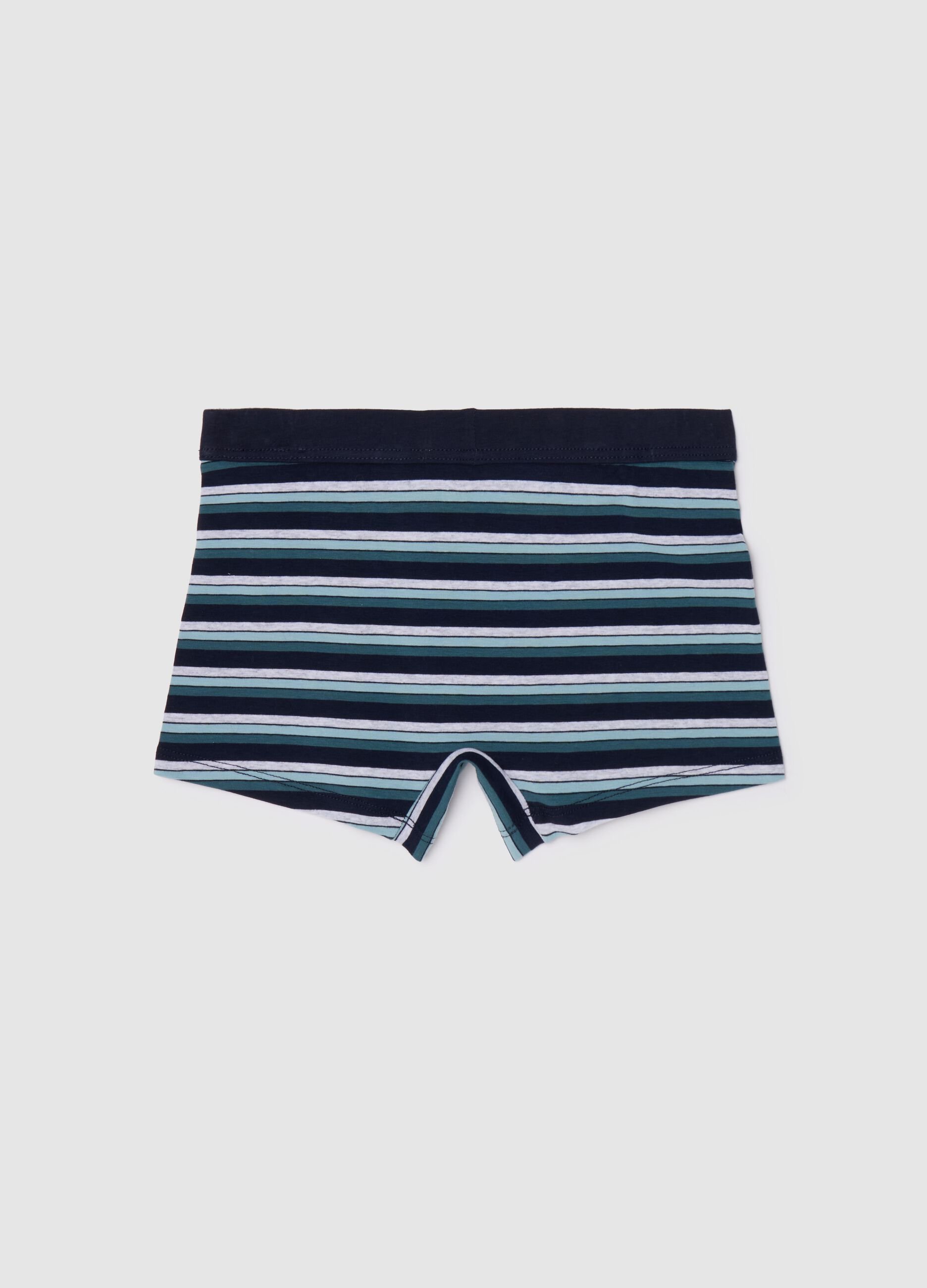 Stretch cotton boxer shorts with striped pattern