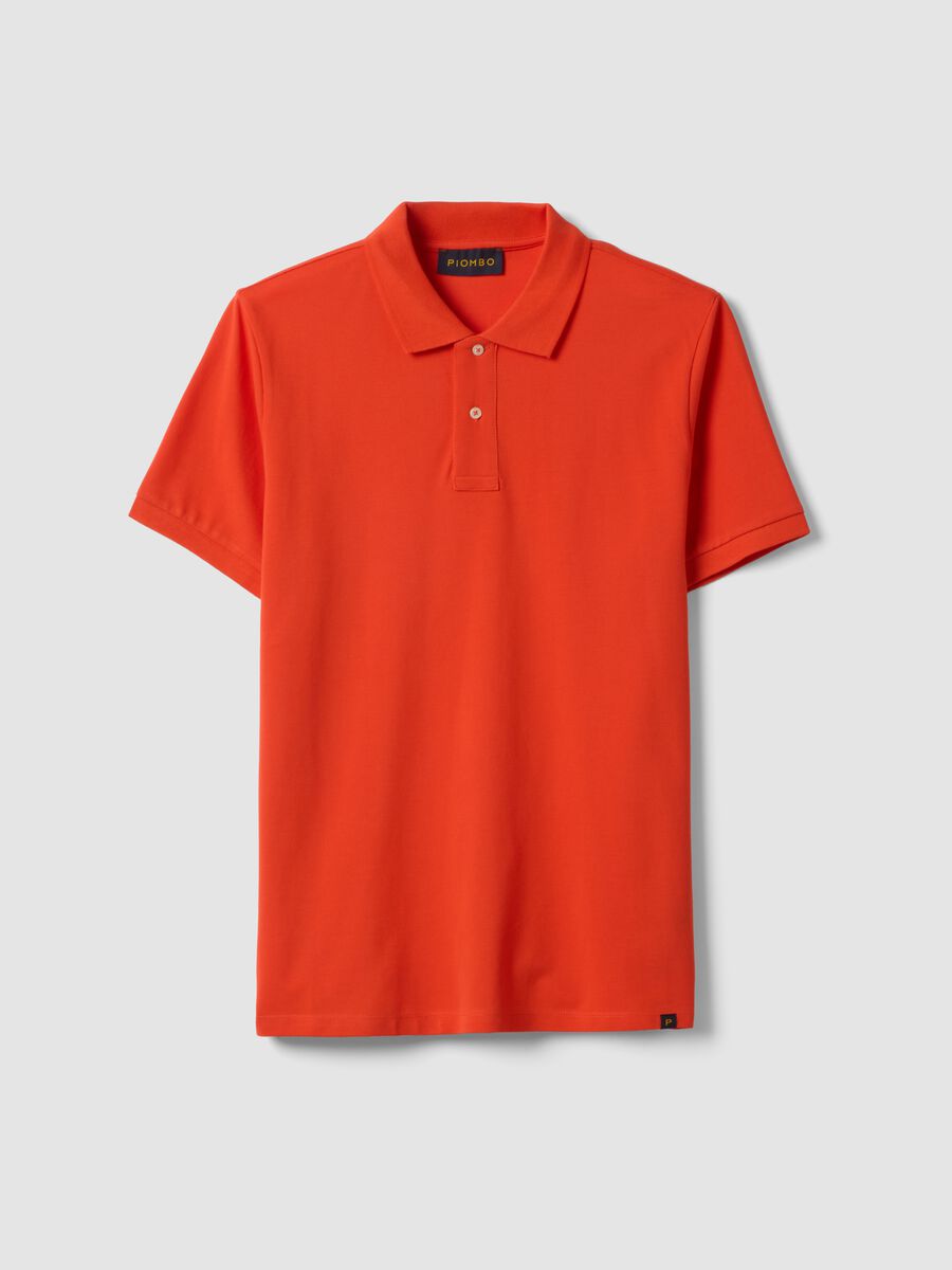Polo a maniche corte in puro cotone arancione regular fit_4
