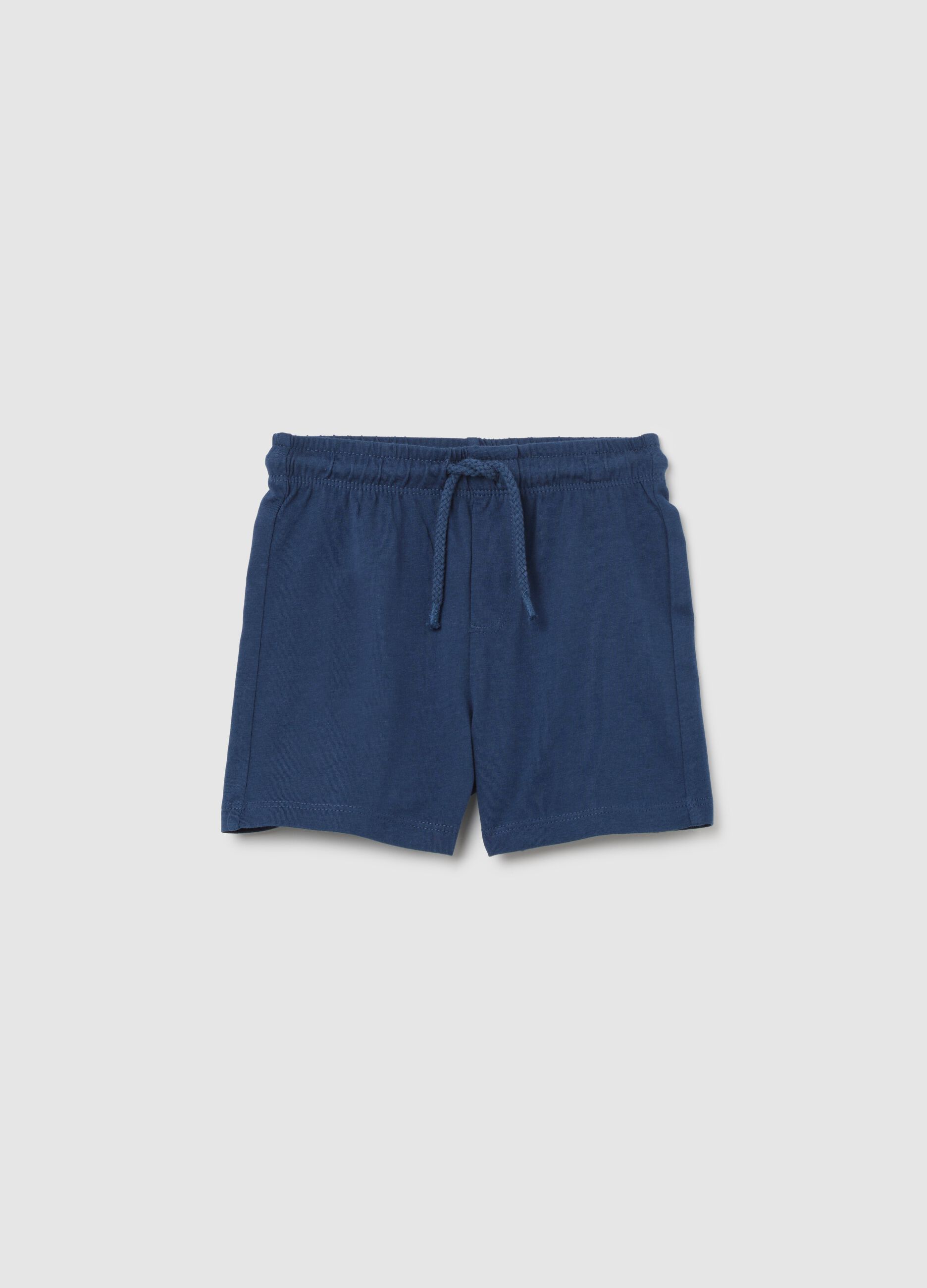 Blue pure cotton toddler shorts regular fit with elastic waist