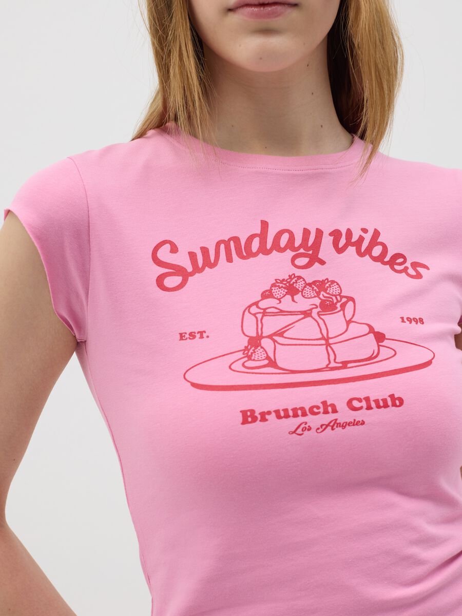 Pink 'Sunday Vibes' Stretch Cotton T-shirt_3
