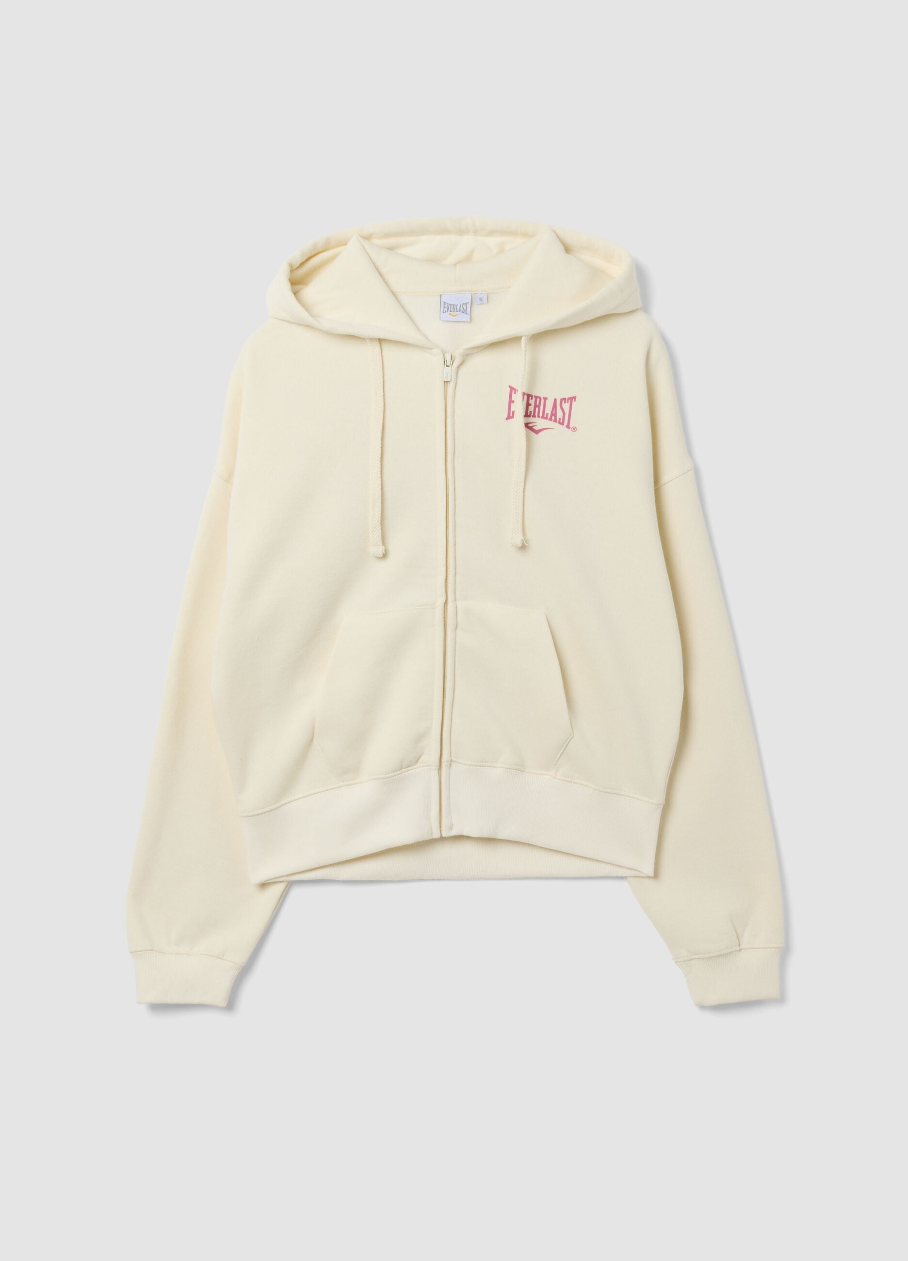 White cotton-blend hooded sweatshirt with Everlast logo