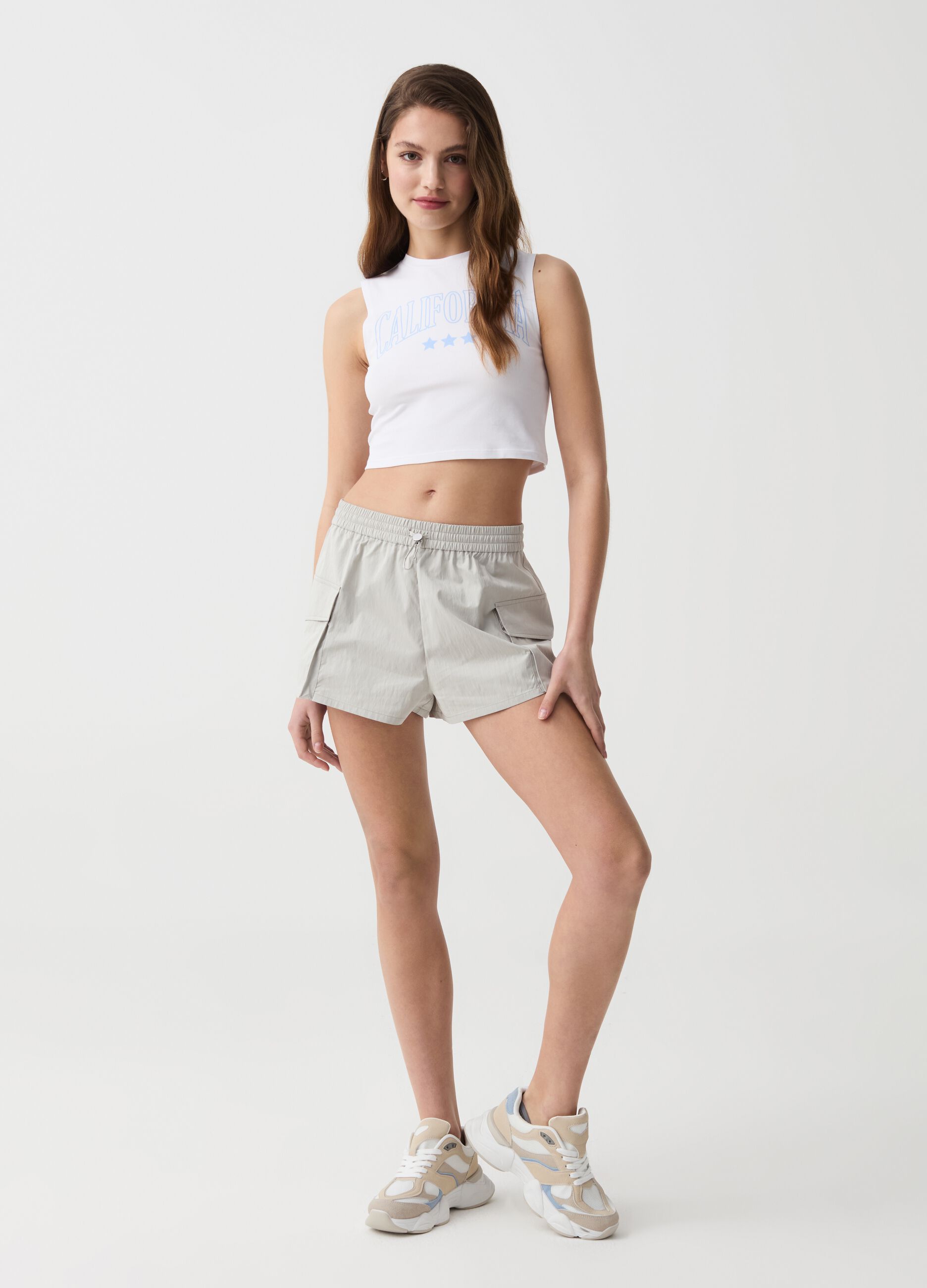 Crop top in stretch cotton