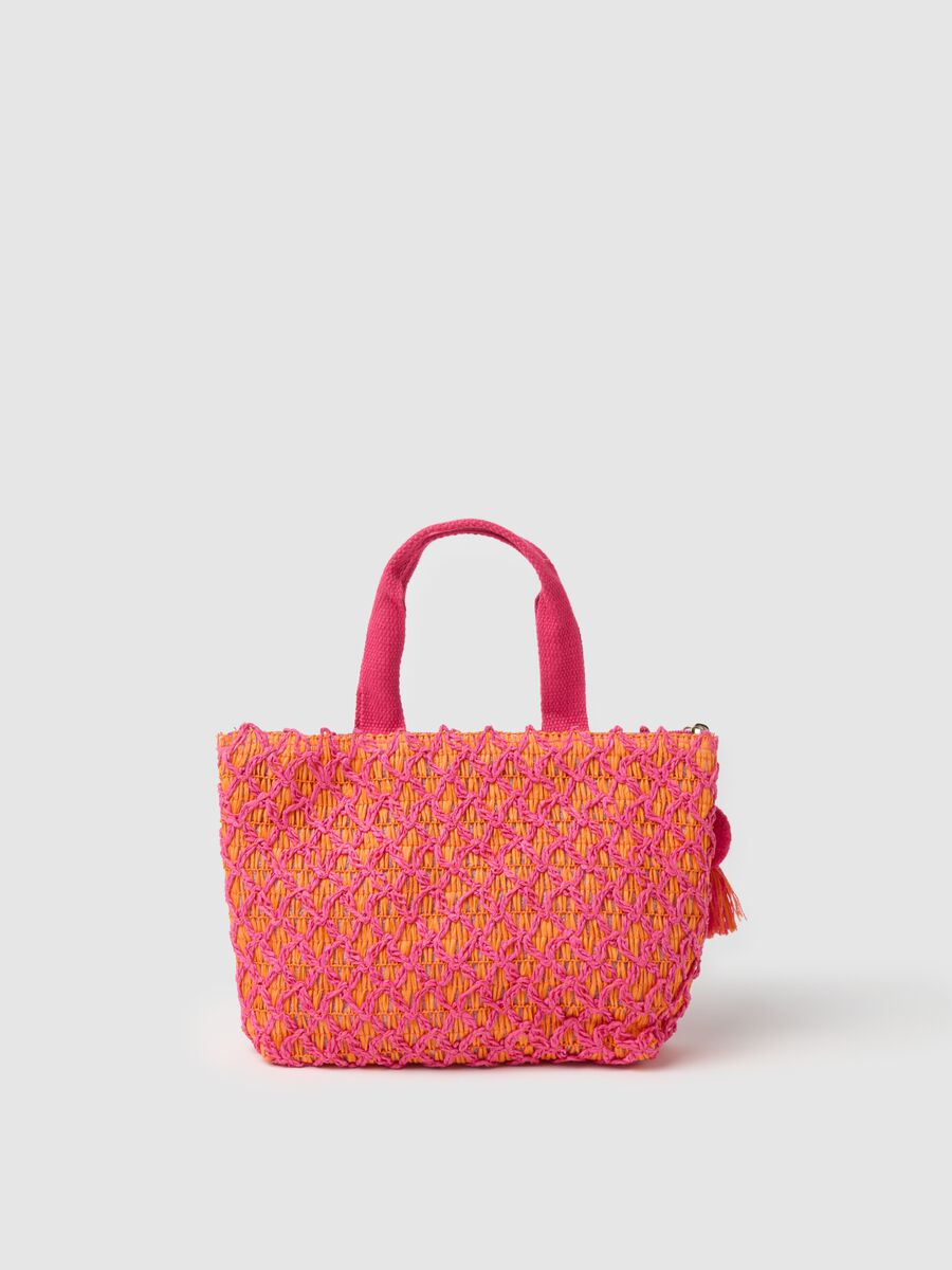 Maxi bag in raffia fucsia e arancione_1