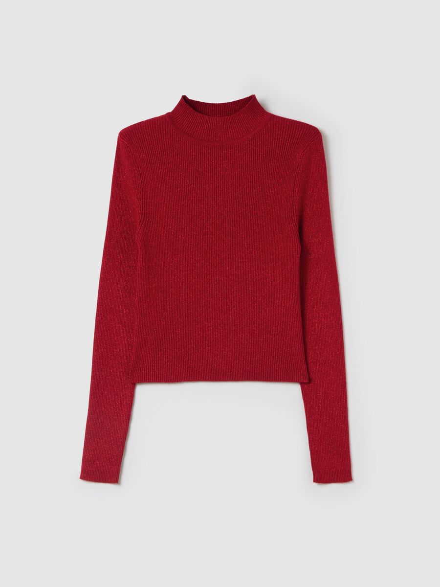 Crop T-shirt in lurex with mock neck_4