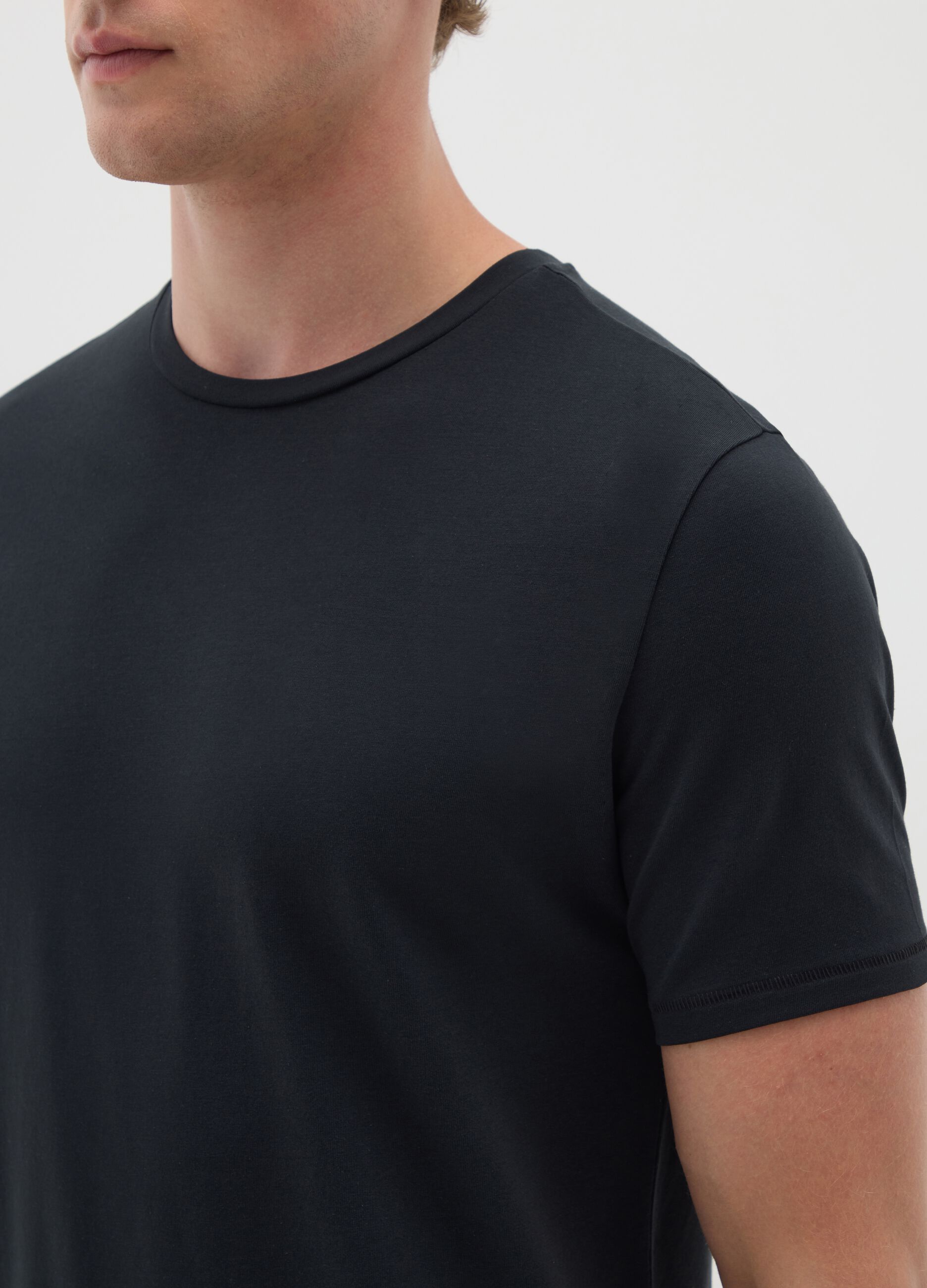 Men's Black Slim Fit Stretch Cotton T-shirt