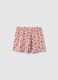 Pink pure cotton shorts with floral print_1