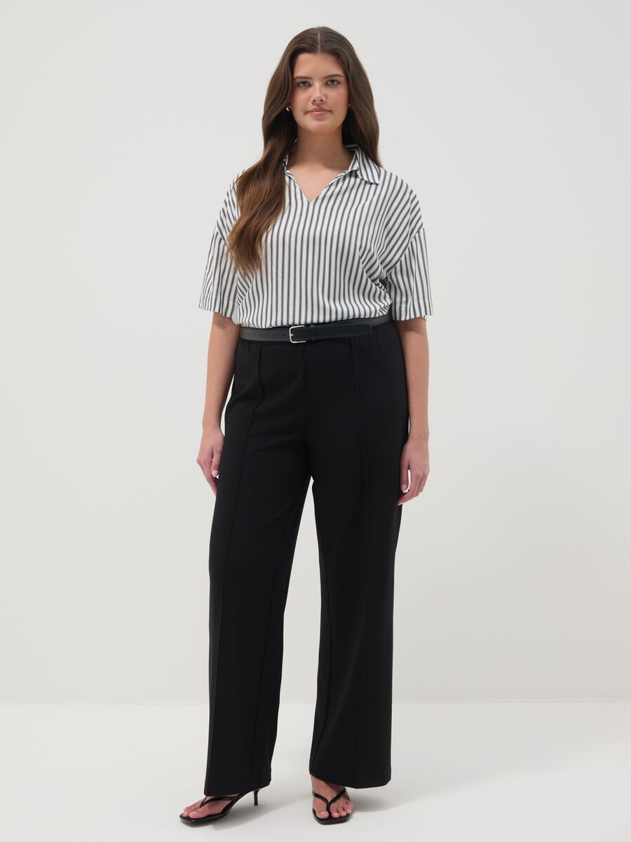 White pure viscose striped shirt_2