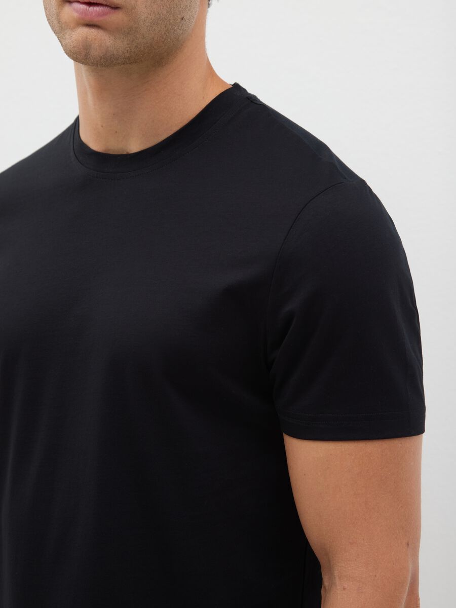 Black pure cotton regular fit T-shirt_3