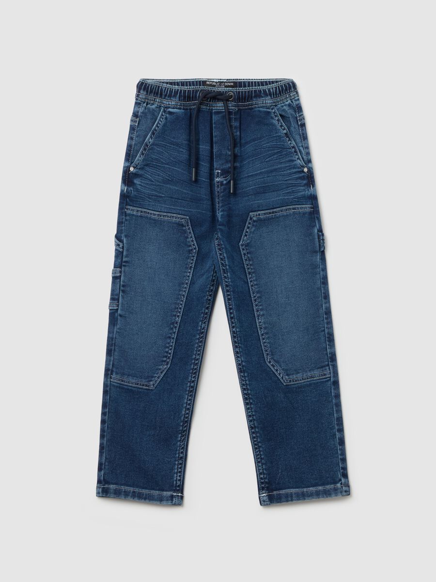 Denim joggers with drawstring_0