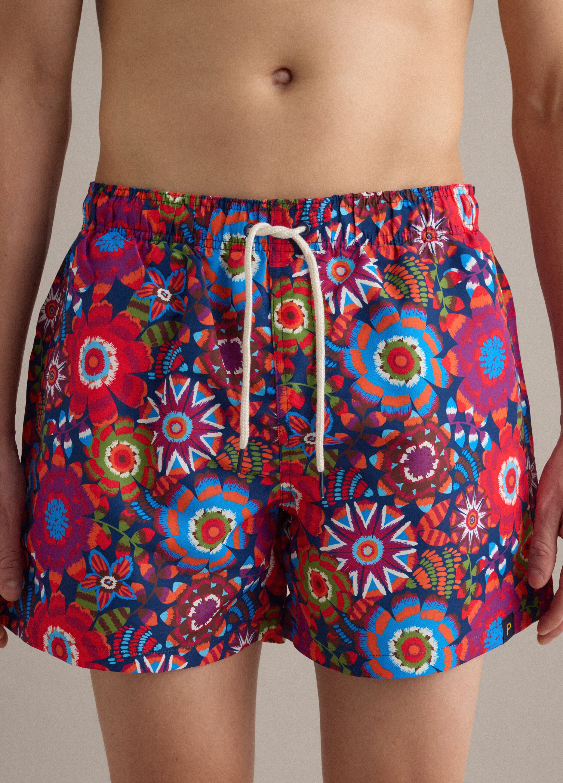 Multicolour floral print swim shorts