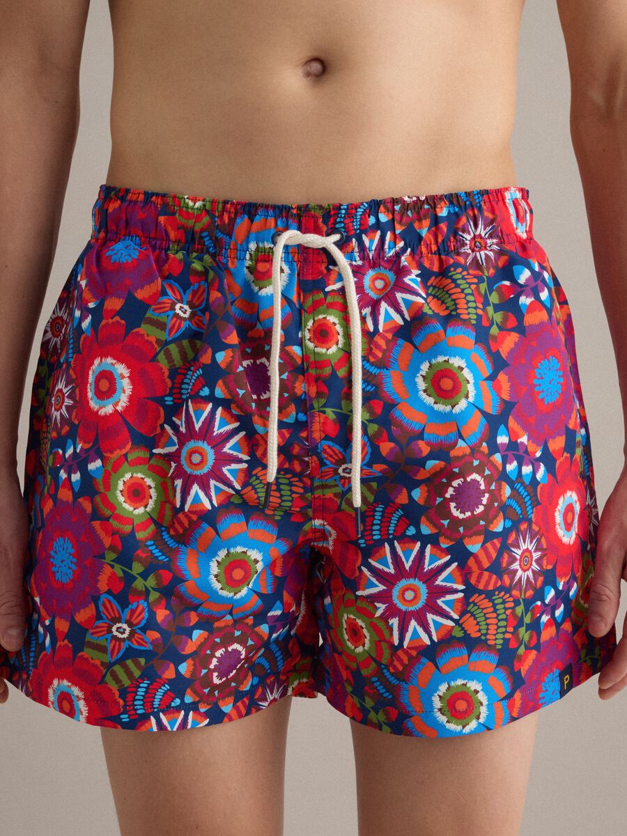 Boxer mare multicolor con fantasia floreale e coulisse_1