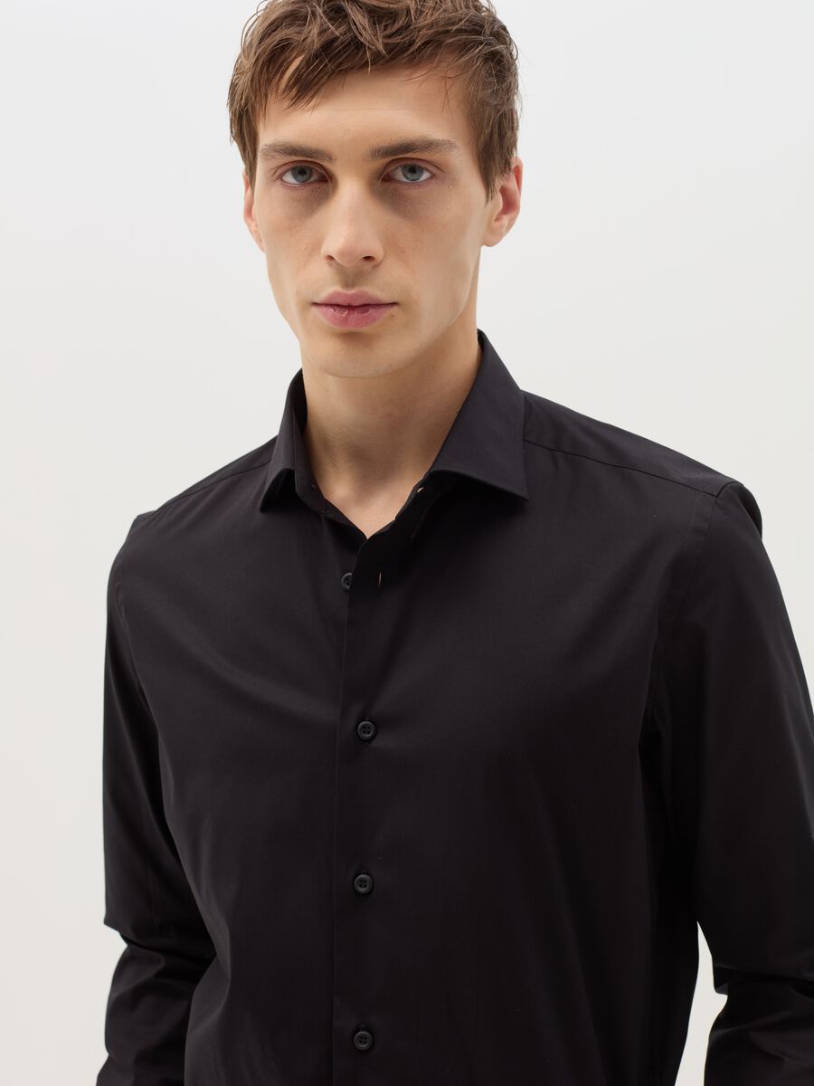 Camicia slim fit in cotone stretch_1