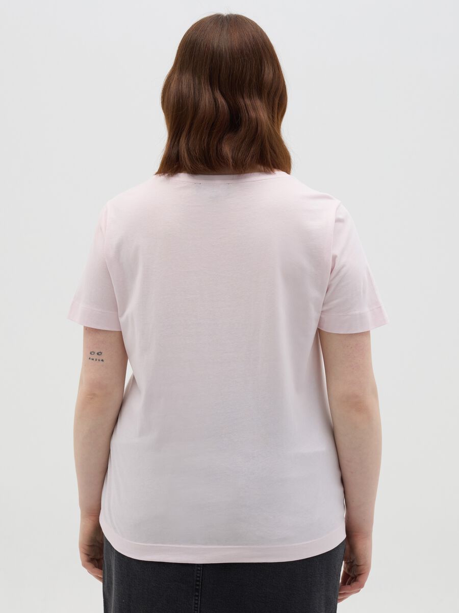 Curvy pink short-sleeved T-shirt in cotton_2