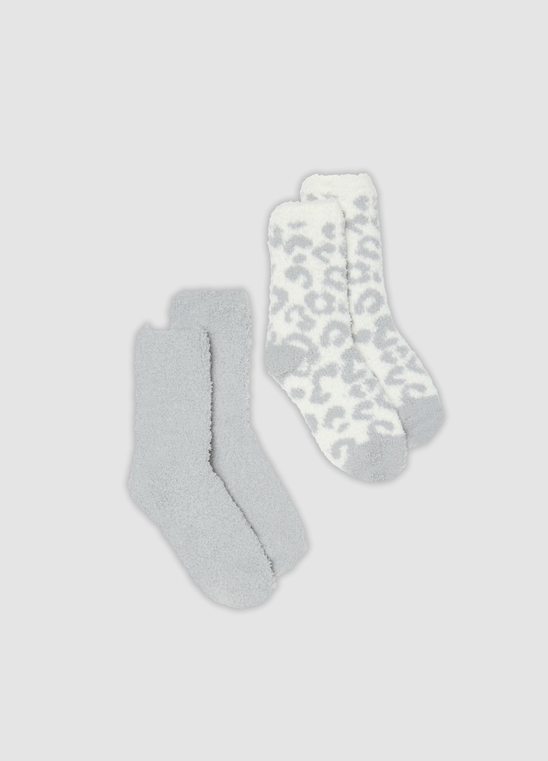 2-pack of light grey and off-white stretch-fabric socks