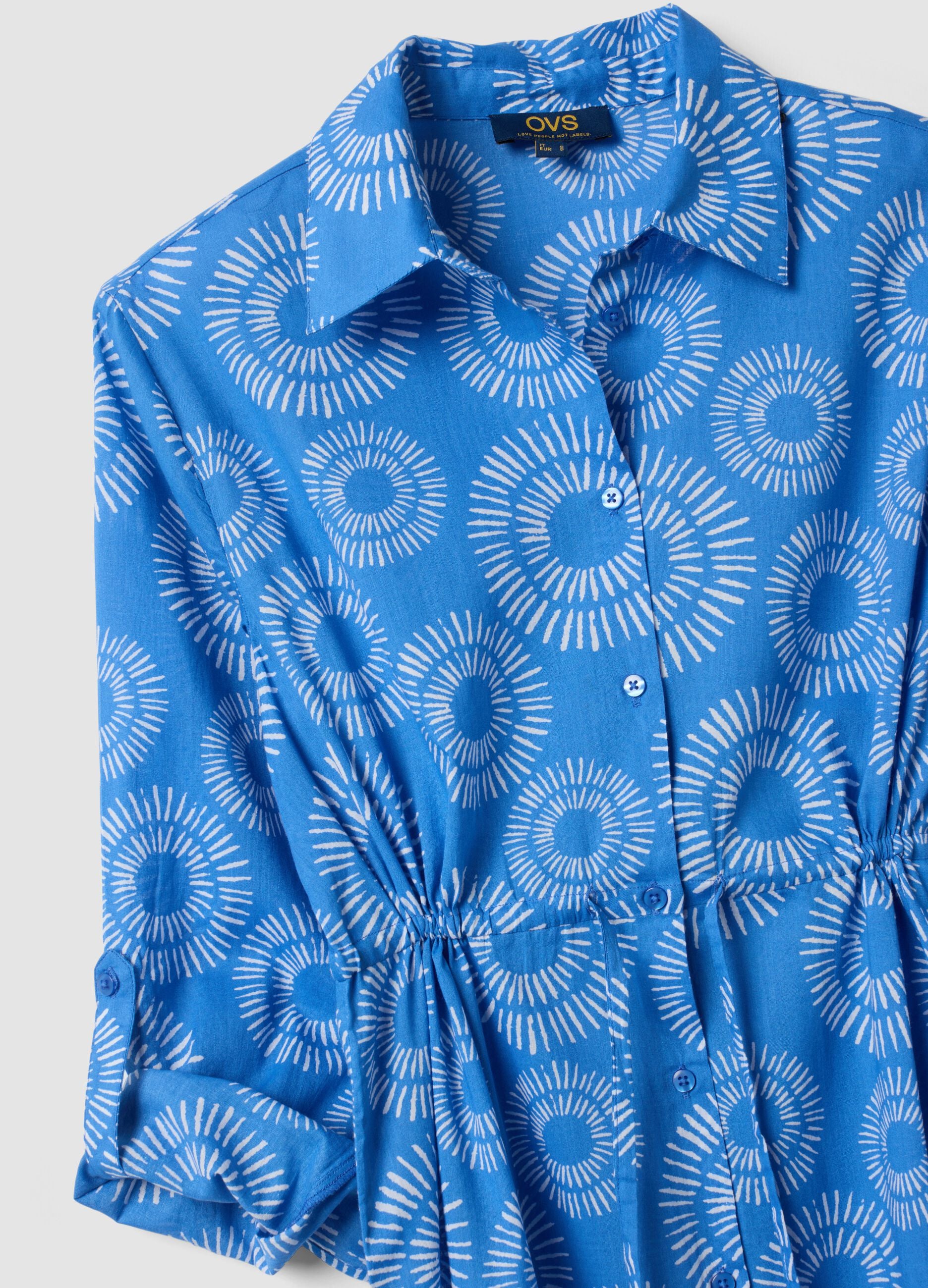 Long blue organic cotton kaftan