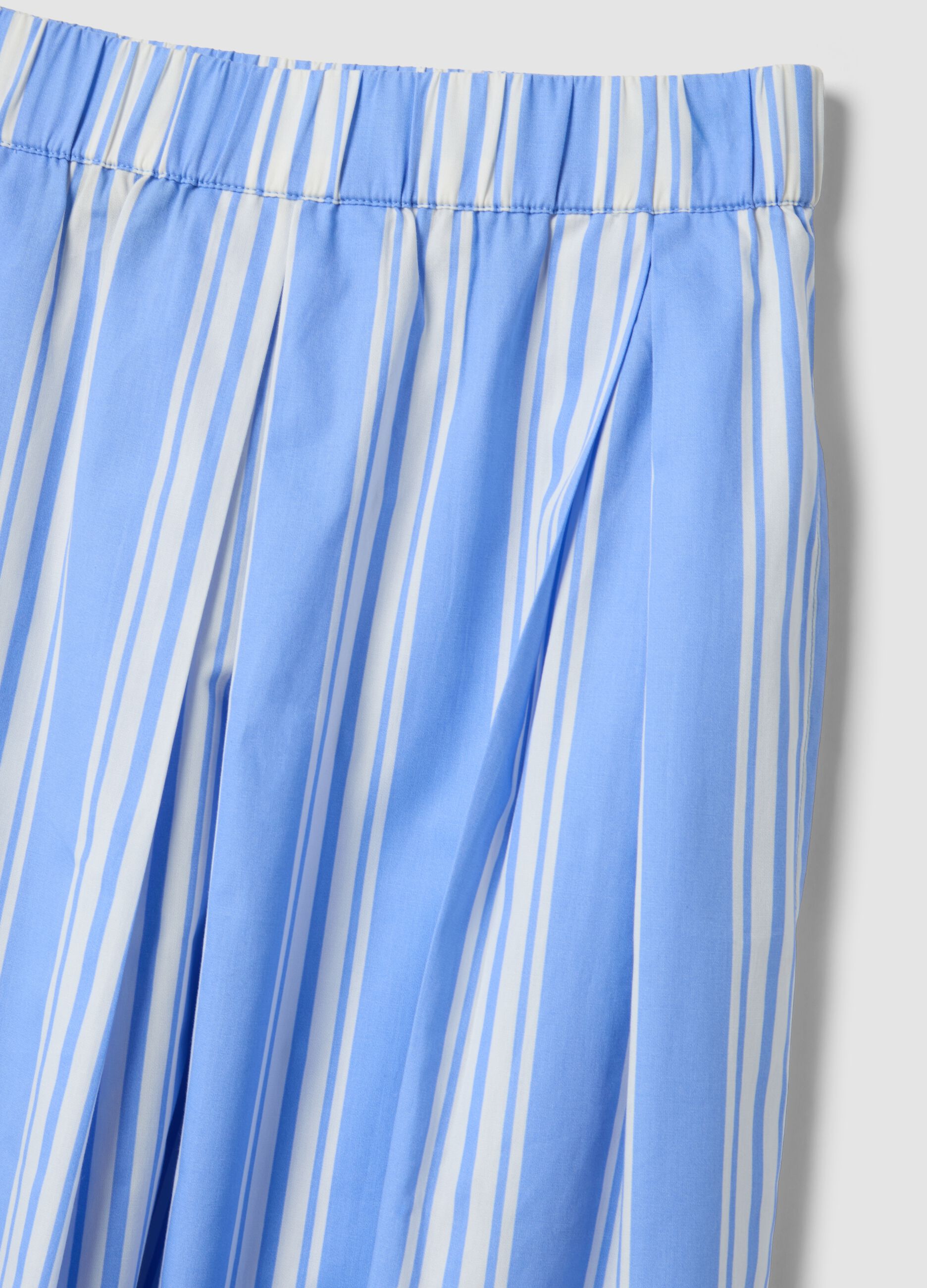 Blue striped pure cotton midi skirt