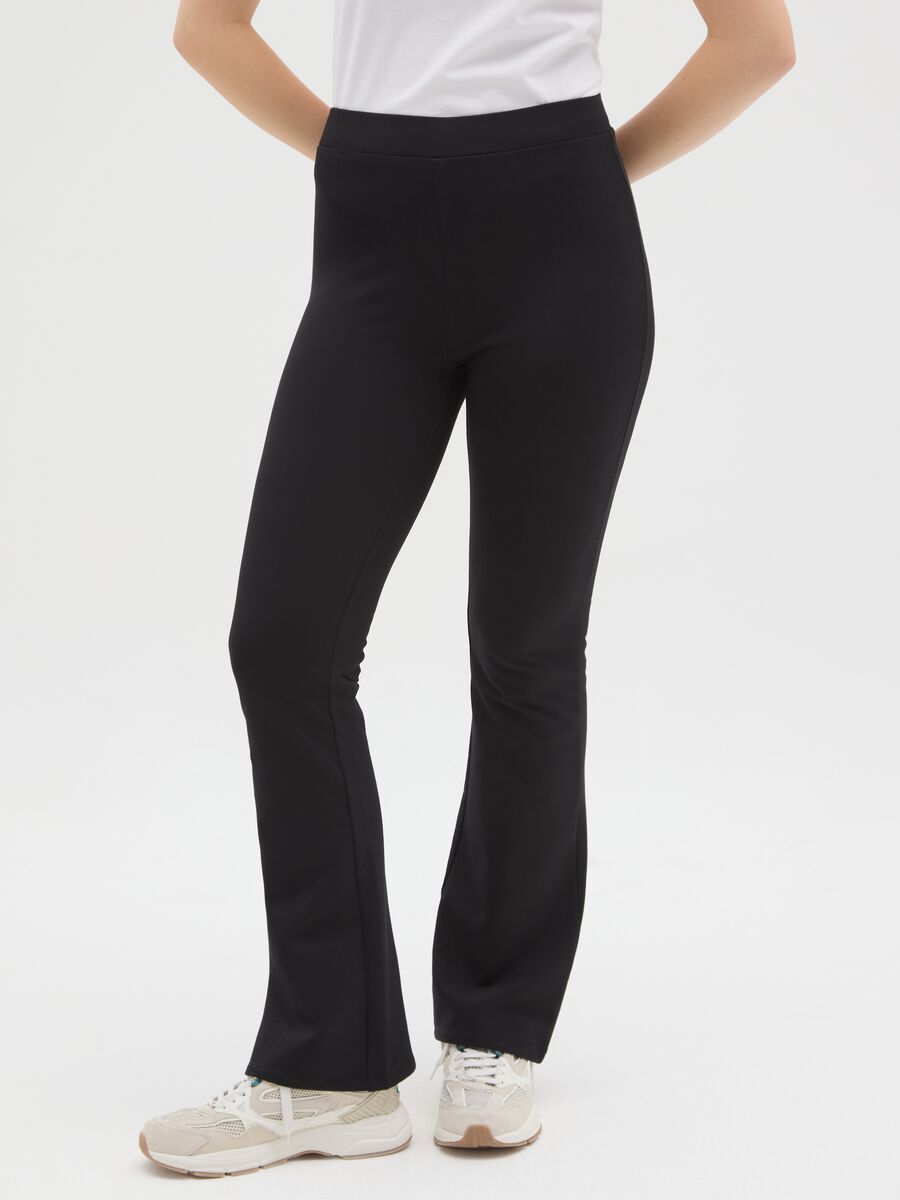 Leggings neri elasticizzati flare_1