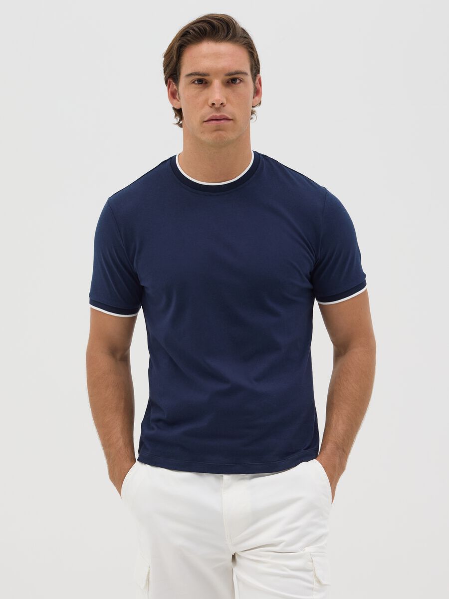 Blue fitted T-shirt in cotton_0