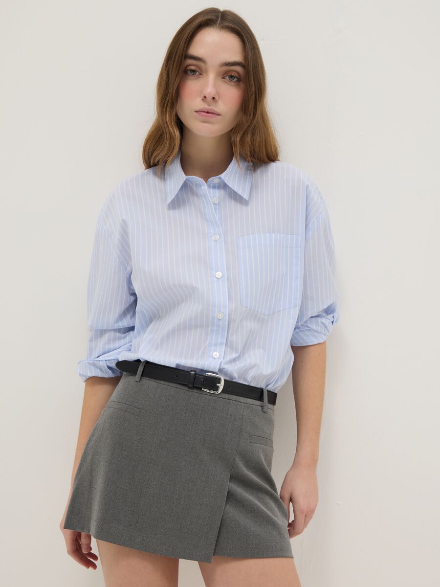 Grey Regular Fit Mini Skirt with Belt_3