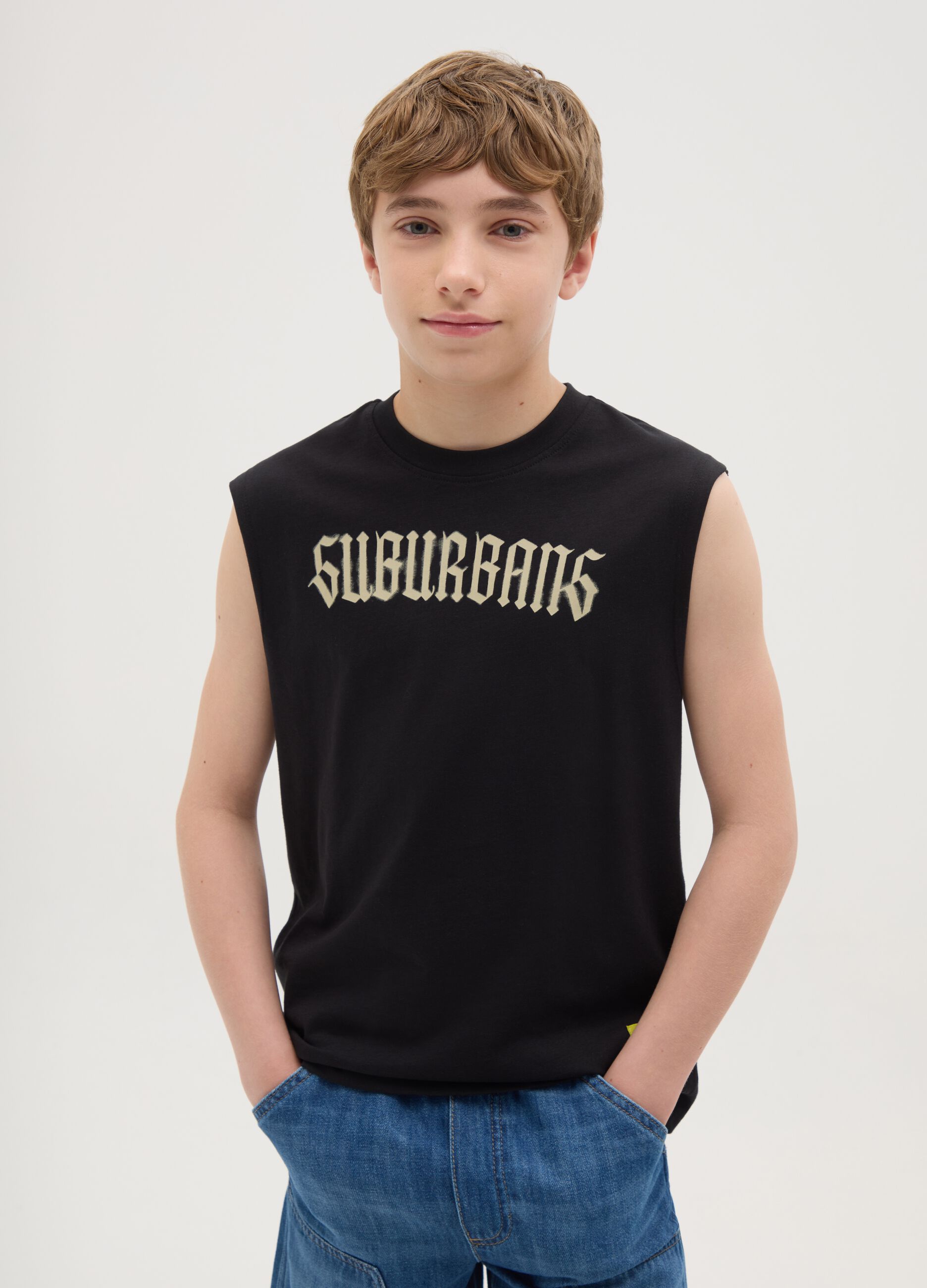 OVS Kids Black Cotton Vest