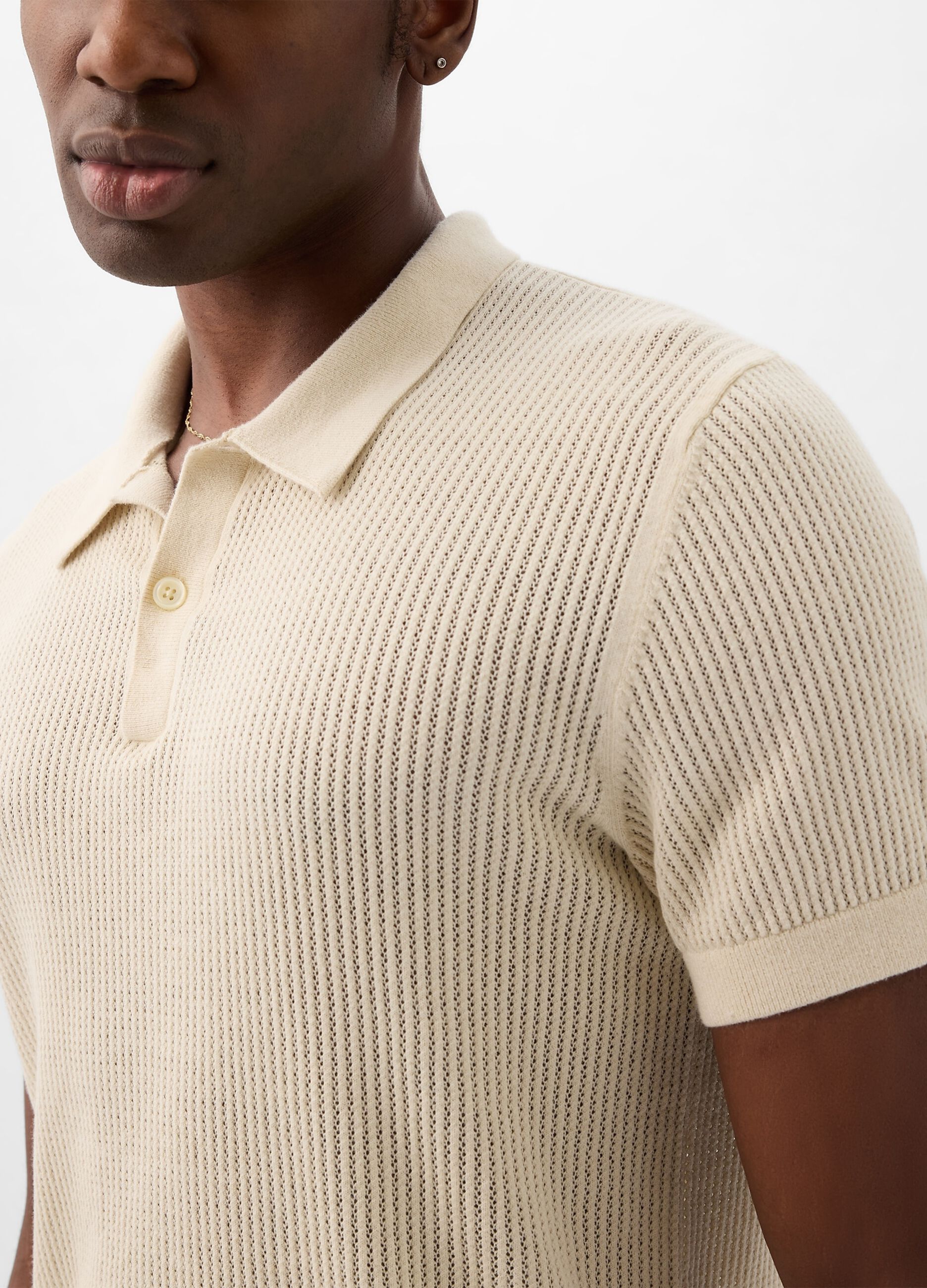 Polo shirt in crochet cotton blend