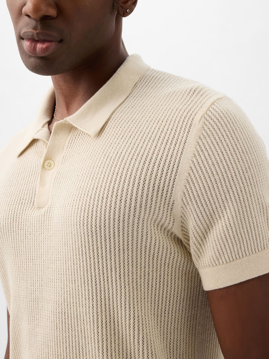 Polo shirt in crochet cotton blend_2