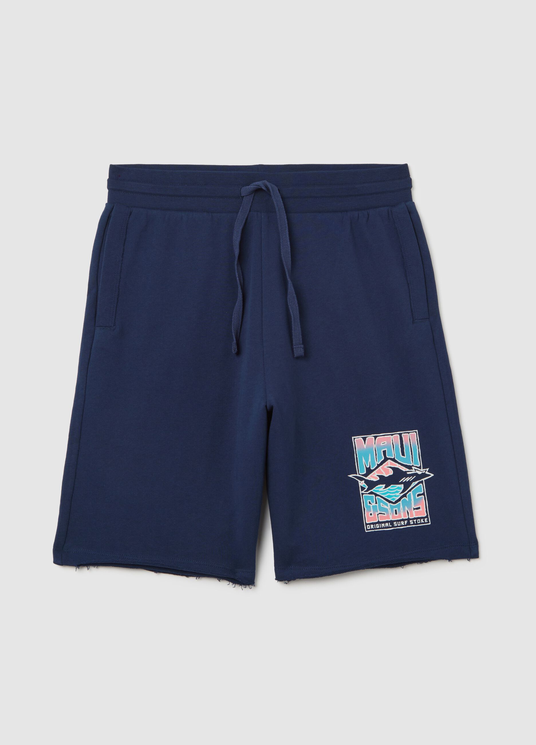 Blue Cotton Maui Bermuda Shorts