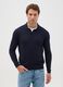 Blue long-sleeve polo in cotton and silk blend regular fit_0