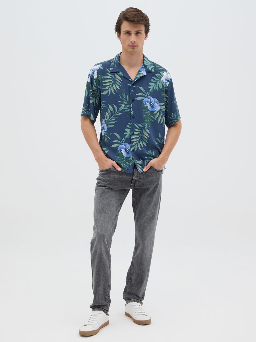 Men's multicolour over-fit shirt with floral pattern_1