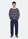 Blue striped pure cotton rugby polo with classic collar_1