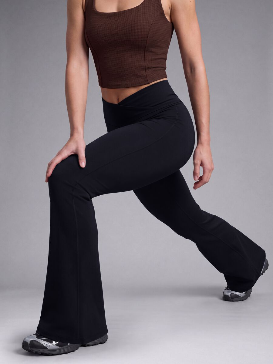 Leggings flare neri in tessuto elasticizzato ALTAVIA STUDIO_2