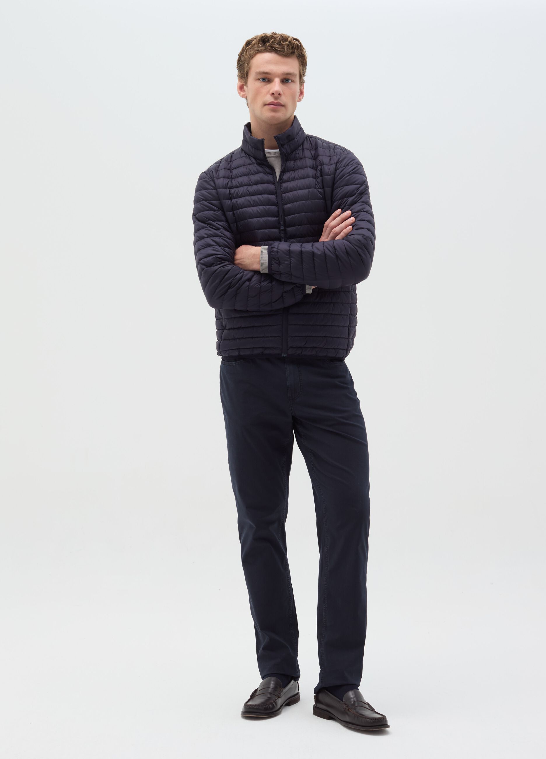 Full-zip ultralight quilted down jacket