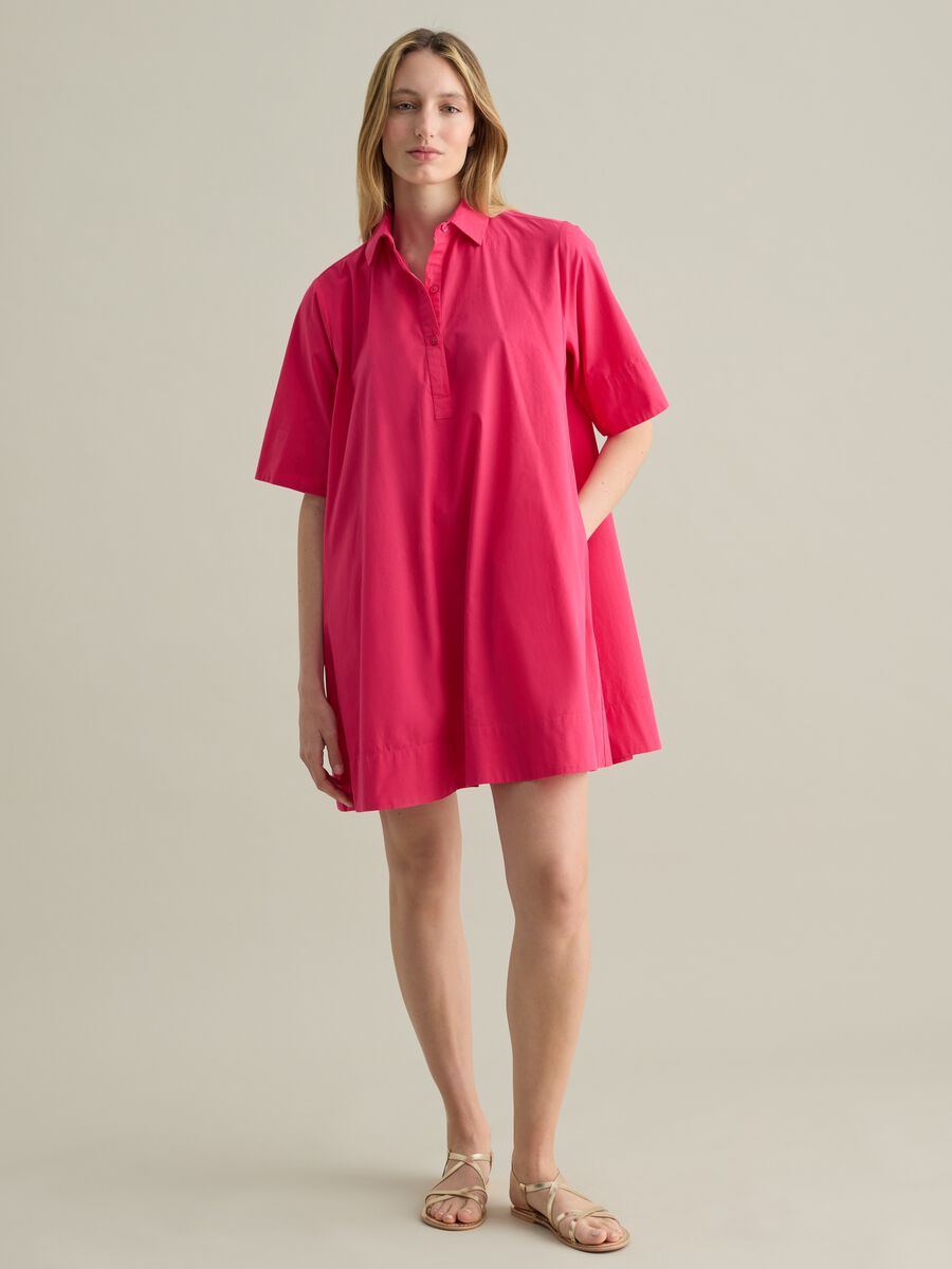 Pink shirt dress in poplin_0