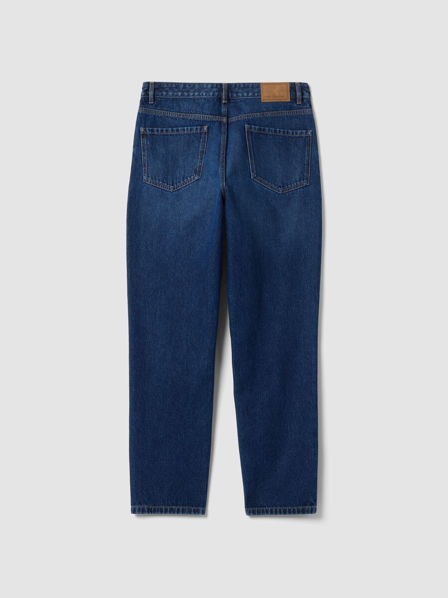 Regular tapered pure cotton denim jeans_5