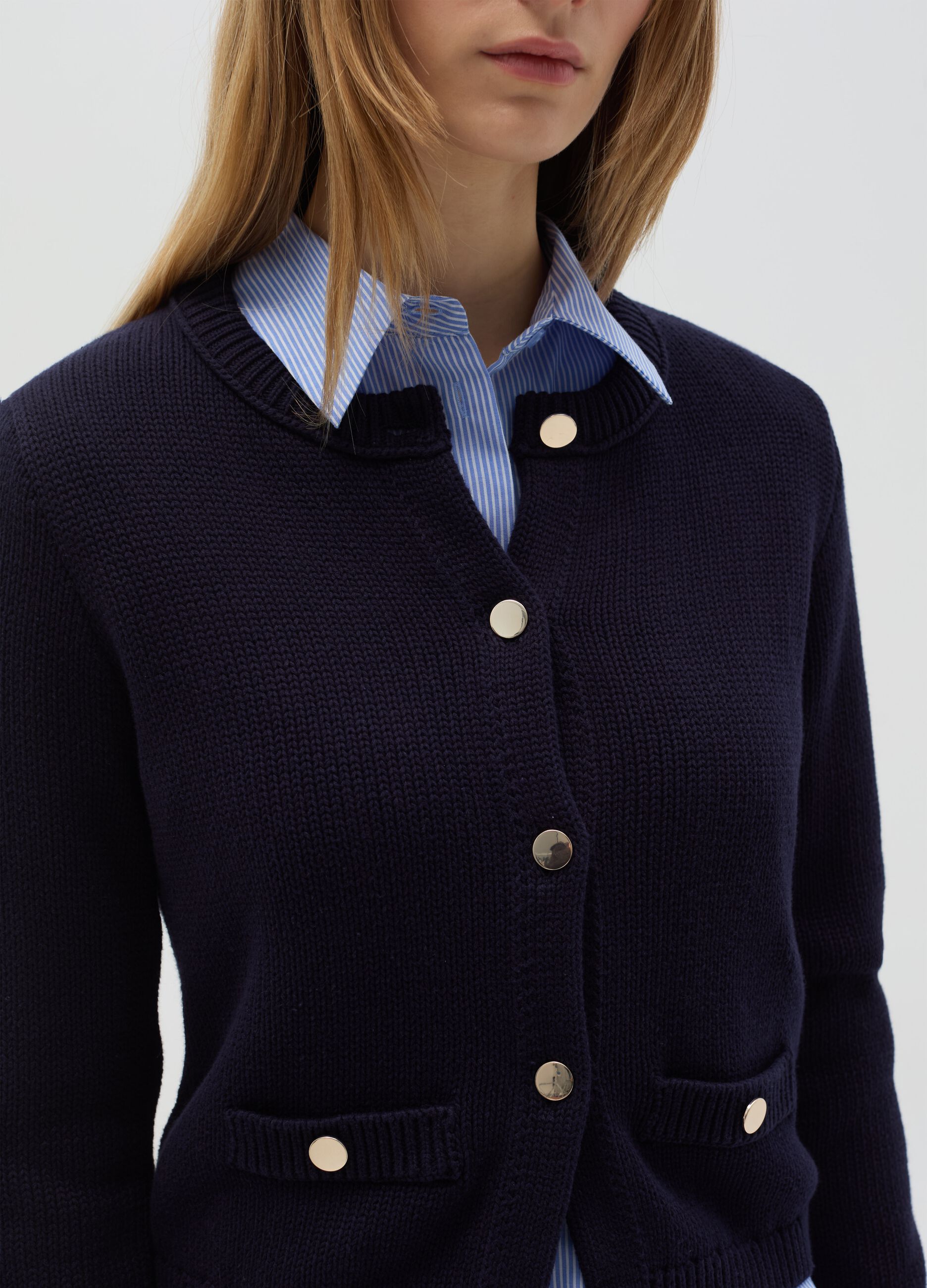 Cardigan in cotone con bottoni dorati