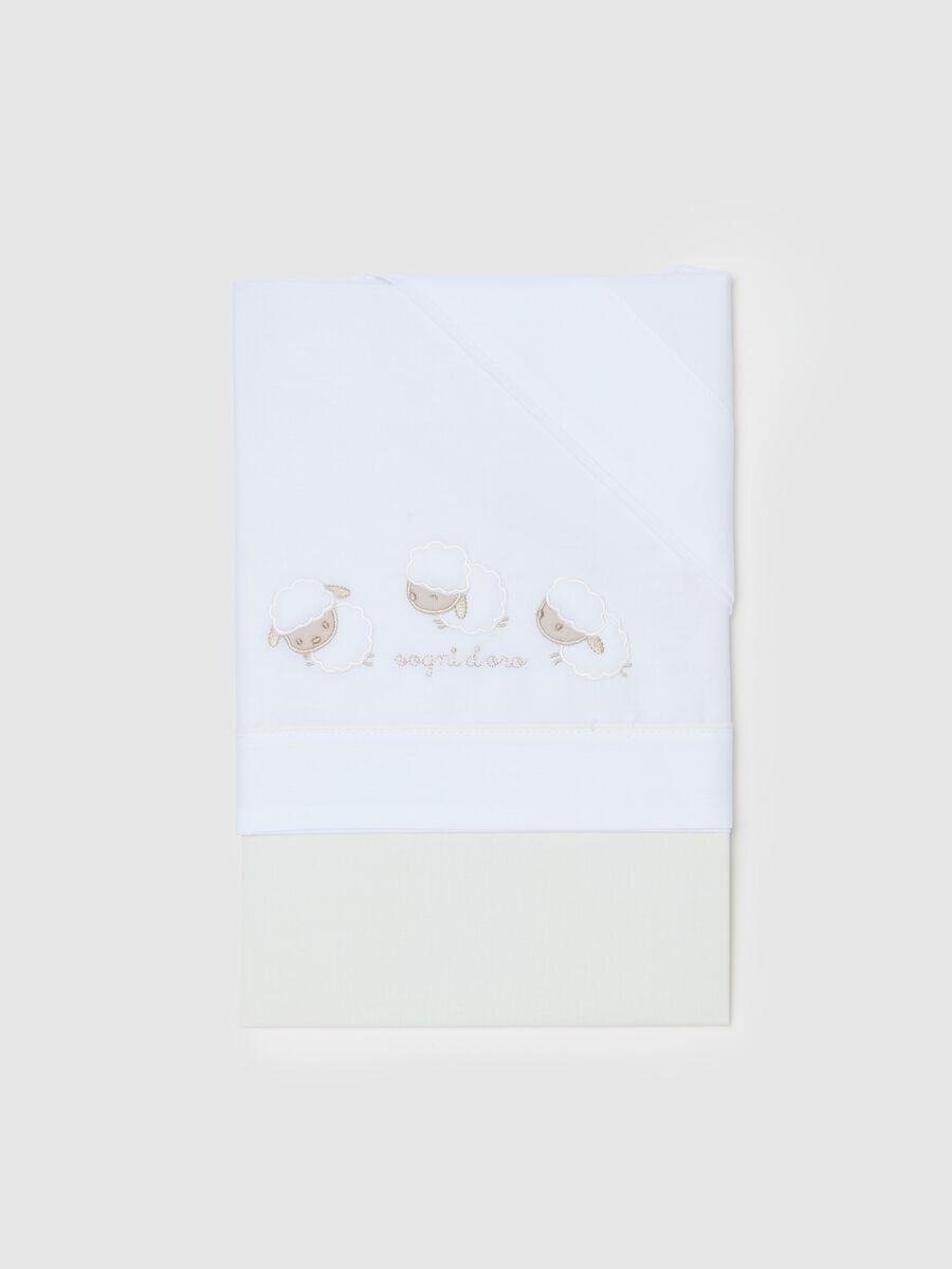 Three-piece crib set with sheep embroidery_0
